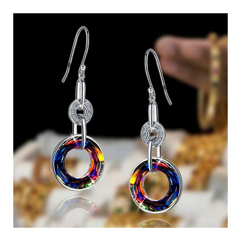 Kolczyki srebrne wiszące koła kolczyki srebro próba 925 rodowane