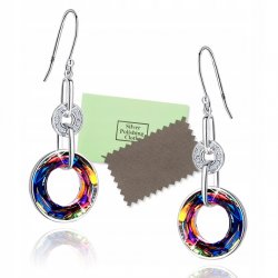 Kolczyki srebrne wiszące koła kolczyki srebro próba 925 rodowane