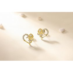 Kolczyki srebrne pozłacane róże serca wkrętki