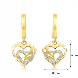 Zlote kolczyki wiszące serca kolczyki angielskie srebro pozłacane