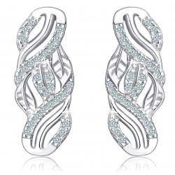Kolczyki srebrne 925 rodowane listek listki wkrętki dla kobiety