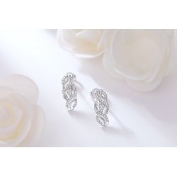 Kolczyki srebrne 925 rodowane listek listki wkrętki dla kobiety