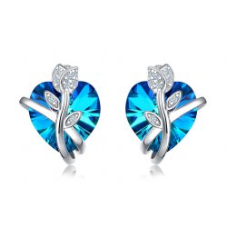 Kolczyki srebrne 925 rodowane swarovski serca