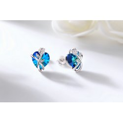 Kolczyki srebrne 925 rodowane swarovski serca