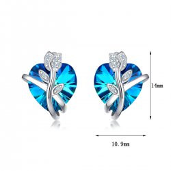 Kolczyki srebrne 925 rodowane swarovski serca