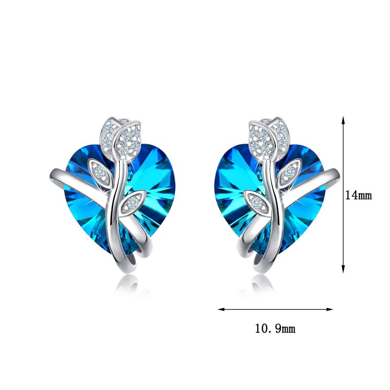 Kolczyki srebrne 925 rodowane swarovski serca