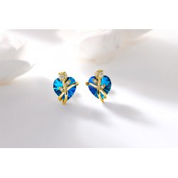 Srebrne kolczyki wkrętki sztyfty serca pozłacane srebro 925