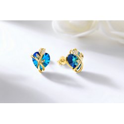 Srebrne kolczyki wkrętki sztyfty serca pozłacane srebro 925