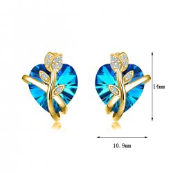 Srebrne kolczyki wkrętki sztyfty serca pozłacane srebro 925