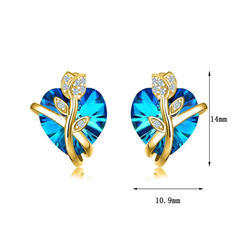Srebrne kolczyki wkrętki sztyfty serca pozłacane srebro 925