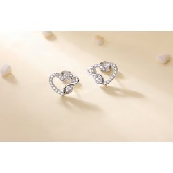 Kolczyki srebrne rodowane 925 serce nieskończoność wkrętki sztyfty srebro