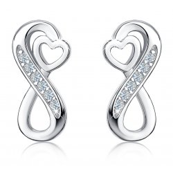 Kolczyki srebrne 925 wkrętki nieskończoność serca