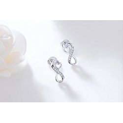 Kolczyki srebrne 925 wkrętki nieskończoność serca