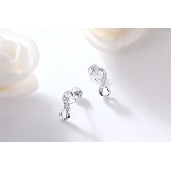 Kolczyki srebrne 925 wkrętki nieskończoność serca