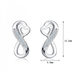 Kolczyki srebrne 925 wkrętki nieskończoność serca