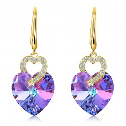 Kolczyki srebrne wiszące serca damskie pozłacane srebro próba 925