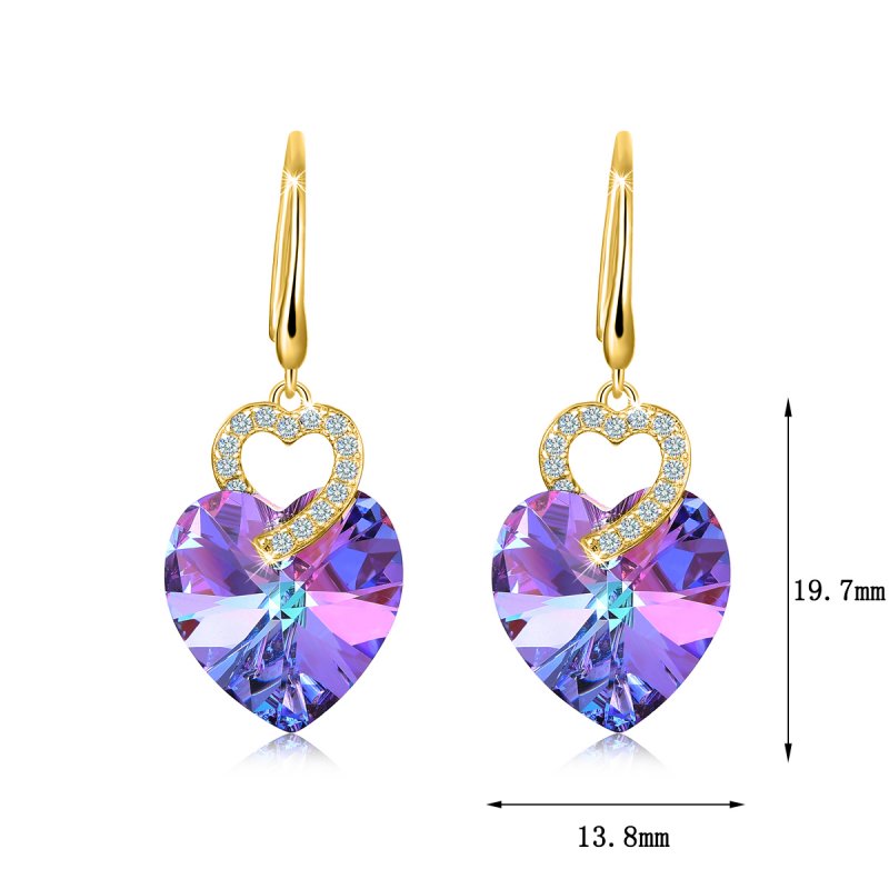 Kolczyki srebrne wiszące serca damskie pozłacane srebro próba 925