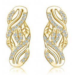 Srebrne kolczyki wkrętki listek srebro pozłacane 925 dla kobiety - elegancja na co dzień