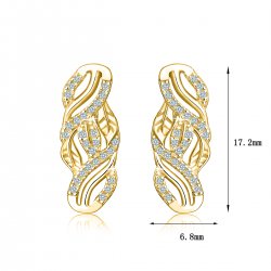 Srebrne kolczyki wkrętki listek srebro pozłacane 925 dla kobiety - elegancja na co dzień