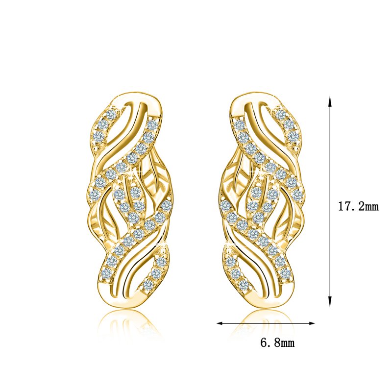 Srebrne kolczyki wkrętki listek srebro pozłacane 925 dla kobiety - elegancja na co dzień