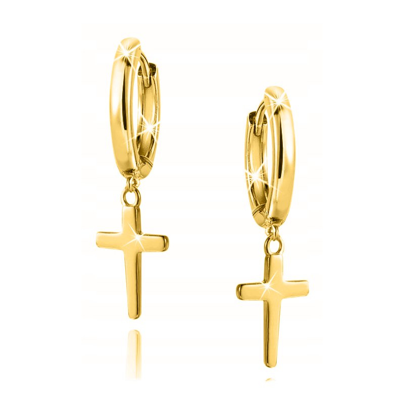 Srebrne kolczyki krzyże krzyżyki srebro 925 pozłacane wiszące