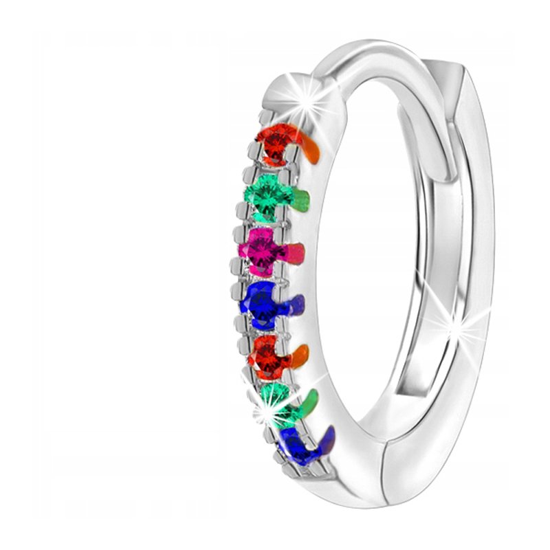 Srebrny kolczyk kółko 925 rodowany kolorowy