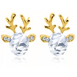 Srebrne kolczyki renifery wkrętki sztyfty na święta srebro 925 pozłacane