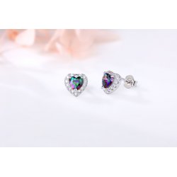 Piękne srebrne kolczyki srebro próba 925 serca wkrętki kolczyki sztyfty