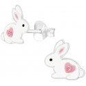 Kolczyki srebrne wkrętki zajączki króliczki srebro próba 925 na wielkanoc