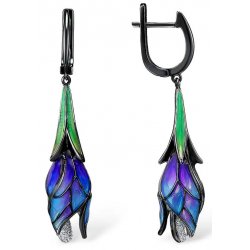 Kolczyki srebrne kwiatki angielskie wiszące długie kolczyki duże srebro