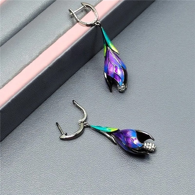 Kolczyki srebrne kwiatki angielskie wiszące długie kolczyki duże srebro