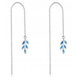 Kolczyki srebrne długie wiszące przeciągane listki gałązki srebro próba 925