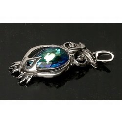 Piękny wisiorek srebrny pr óba 925 sówka zawieszka