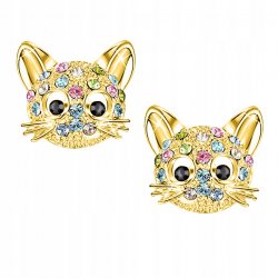 Srebrne kolczyki pozłacane dla dziewczynki kotki srebro 925