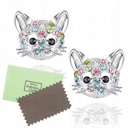 Srebrne kolczyki dla dziewczynki kotki kolczyki wkrętki sztyfty srebro 925