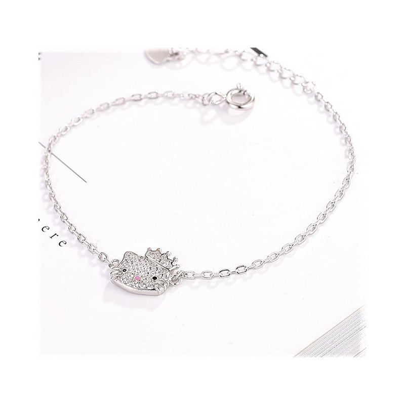 Srebrna bransoletka 925 dla dziewczynki kotek