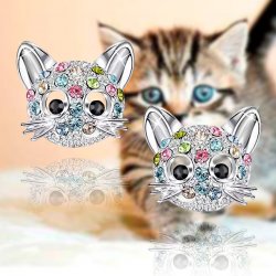 Srebrne kolczyki dla dziewczynki kotki kolczyki wkrętki sztyfty srebro 925