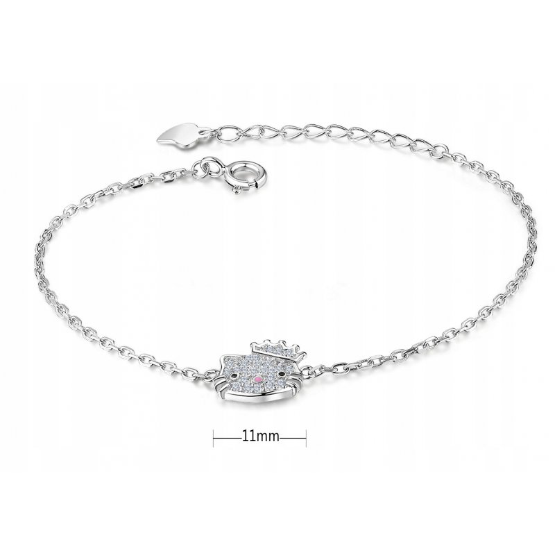 Srebrna bransoletka 925 dla dziewczynki kotek