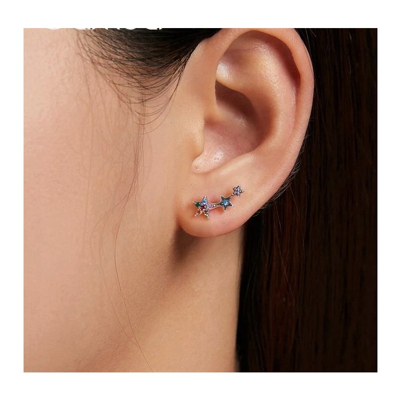 Srebrne kolczyki rodowane gwiazdki wkrętki sztyfty