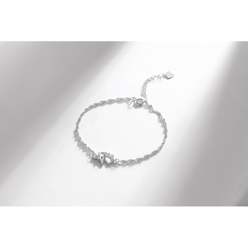 Bransoletka srebrna 925 rodowana jednorożec