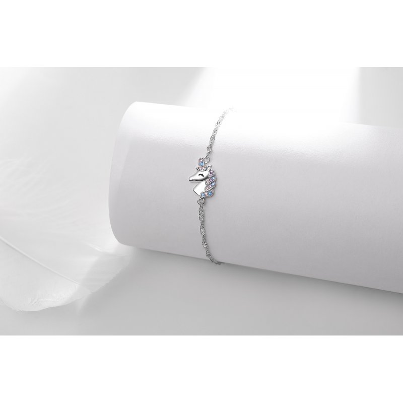 Bransoletka srebrna 925 rodowana jednorożec