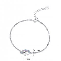 Bransoletka srebrna 925 rodowana jednorożec