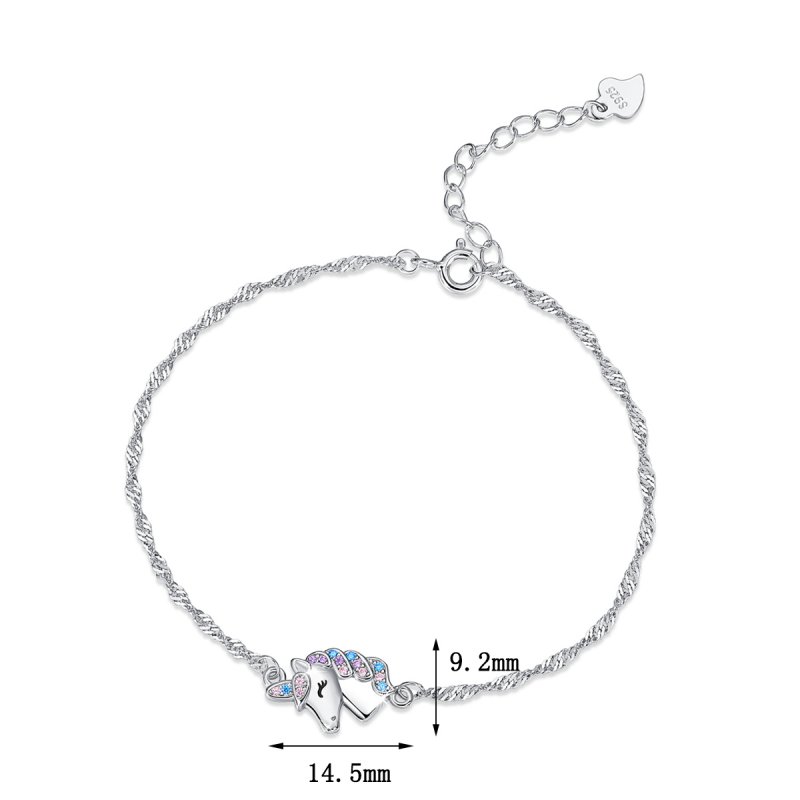 Bransoletka srebrna 925 rodowana jednorożec