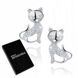 Srebrne kolczyki 925 dla dziewczynki kotki