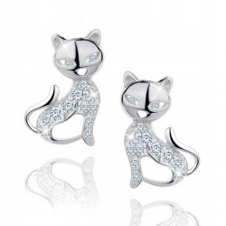 Srebrne kolczyki 925 dla dziewczynki kotki