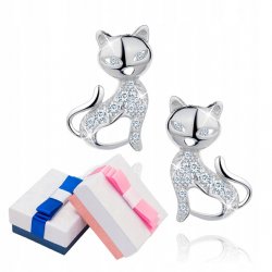 Srebrne kolczyki 925 dla dziewczynki kotki