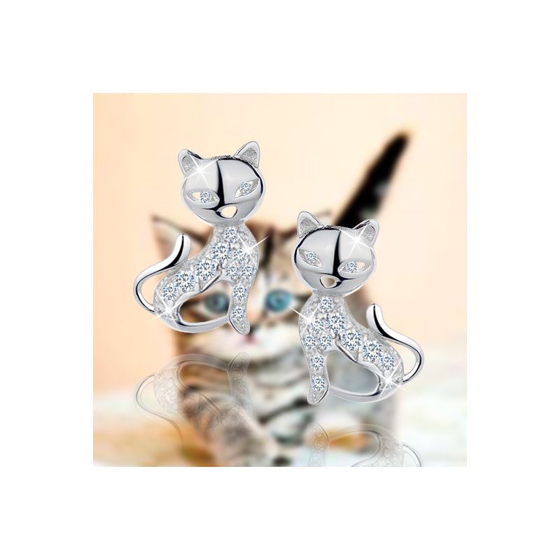 Srebrne kolczyki 925 dla dziewczynki kotki