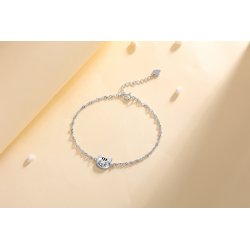 Bransoletka srebrna 925 rodowana kotek delikatny łańcuszek - uroczy design