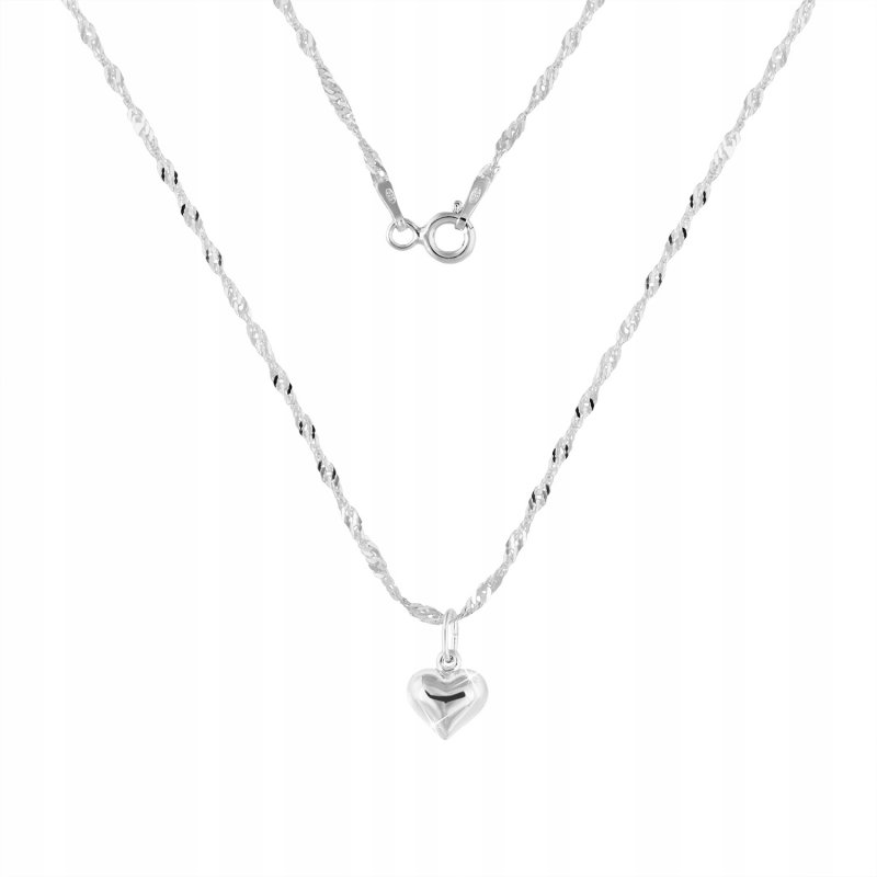 Naszyjnik srebrny 925 łańcuszek z zawieszką serce damski srebro próba 925