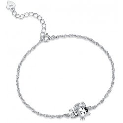 Bransoletka srebrna 925 rodowana dla dziewczynki kotek